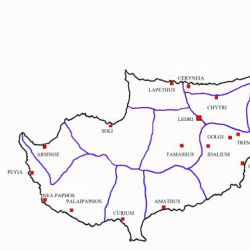 Map of Mitford's division of Cyprus into districts